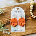 Orange Skull Dangle Earrings