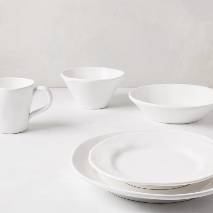 White ceramic Organic Salad Plate, 9" diameter, with subtle organic edges and creamy glaze.