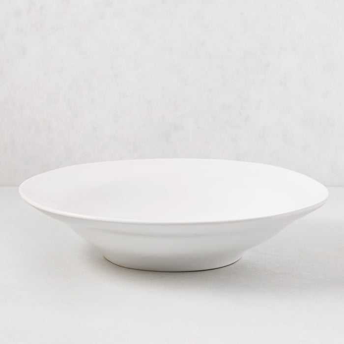 Organic Ceramic Serve Bowl, 16" diameter, creamy white glaze, subtle organic edges.