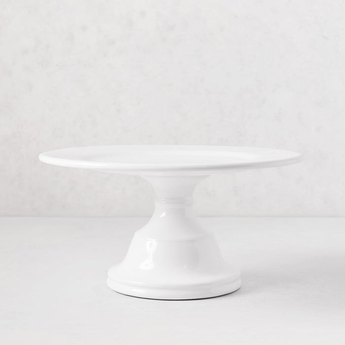 HG Original Small Pedestal Cake Stand, creamy white ceramic, 10.5" Dia. 5.5" H, clean edges.