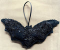 Ornament - Felt - Hand Crafted Black Bat with Lace & Pearls