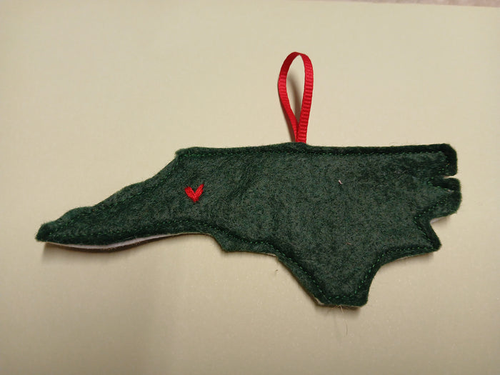 Ornament - Felt - NC State with Heart - Local Made