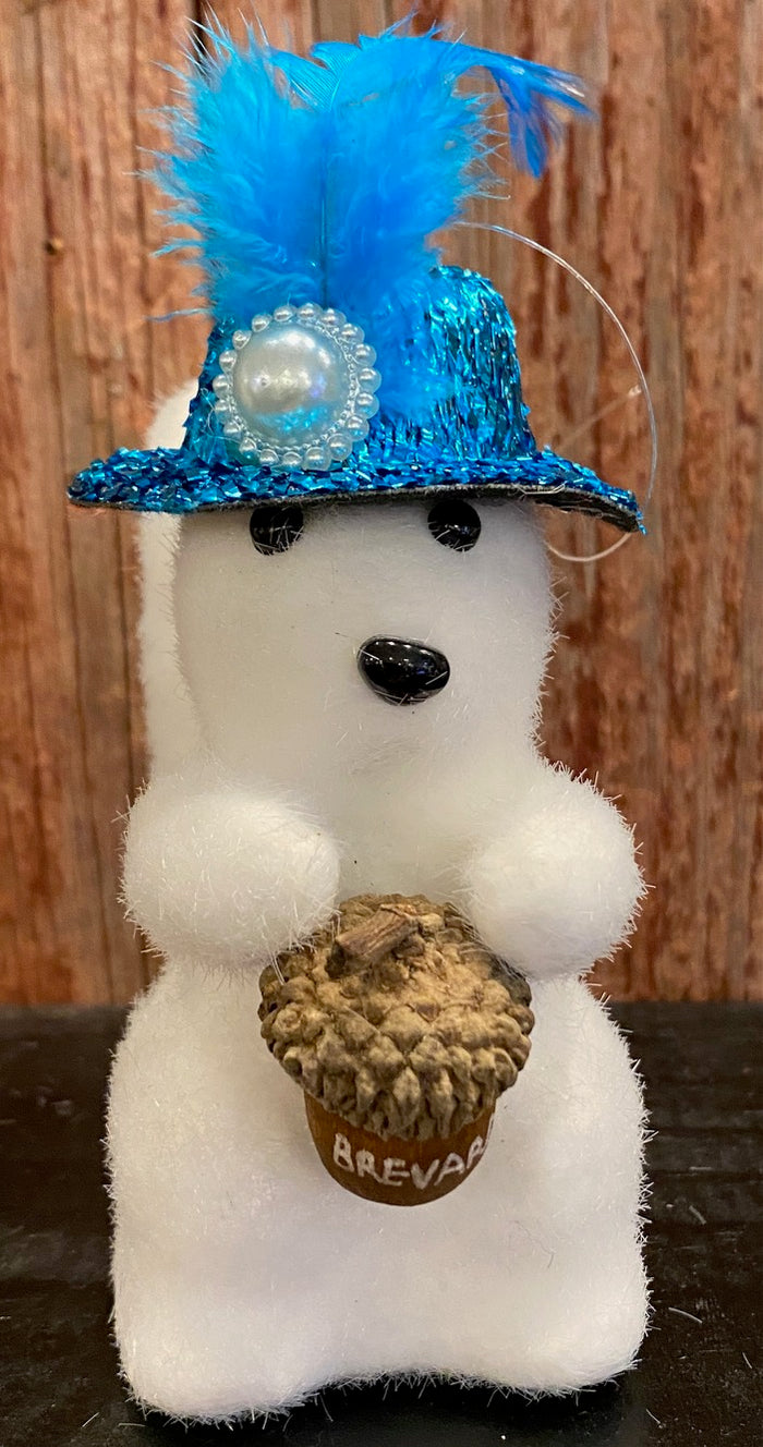 Ornament - Fuzzy White Squirrel