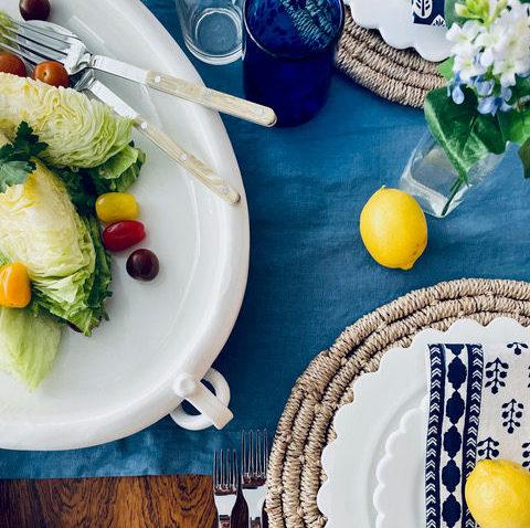 Paris Bistro 2-piece serving set: 10.25" stainless steel and acrylic utensils on a white platter.
