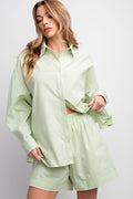 Party Started Green Button Down Top - Curvy