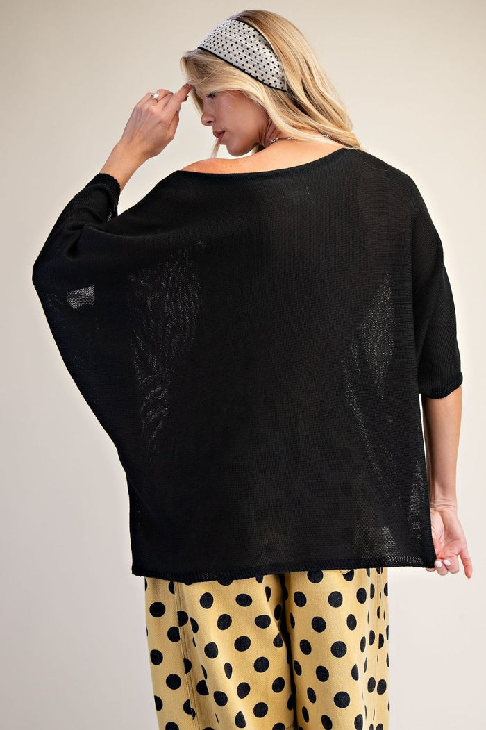 Peace of Mind Lightweight Boatneck Sweater - Black