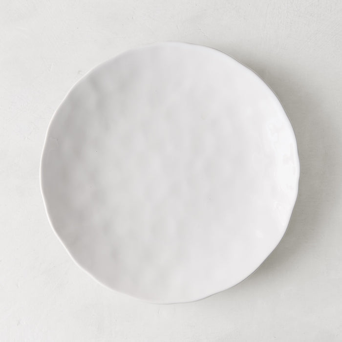 Pebble White ceramic salad plate, 8.5" diameter, with subtle textures and creamy white glaze.