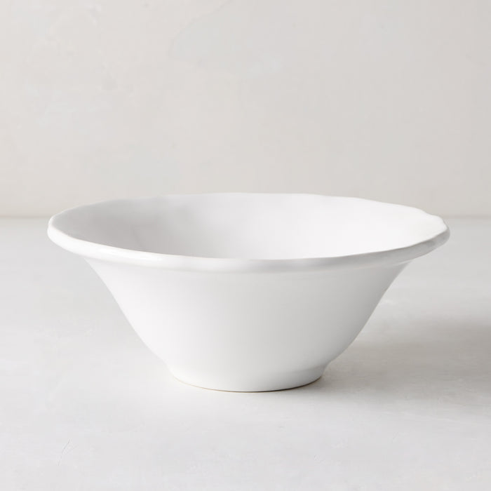 Pebble White ceramic soup bowl, 7" diameter, with a conic shape and subtle textured rim.