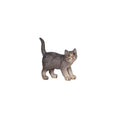 Hand-carved PEMA Kostner nativity cat standing with gray finish, arched neck, raised tail, and alert posture.