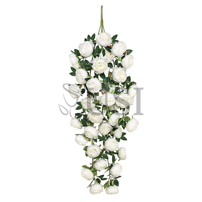 Peony Hanging Flower Cluster Bush x34, 48in, Cream White