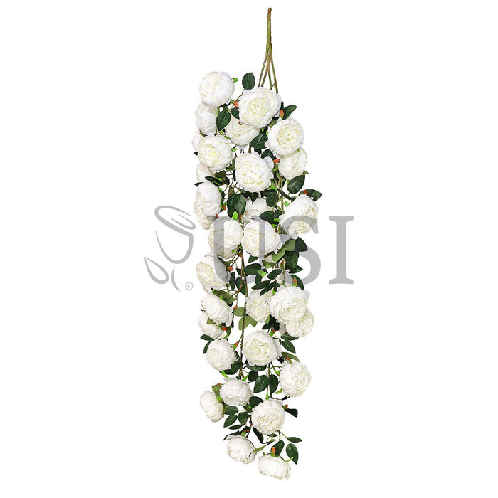 Peony Hanging Flower Cluster Bush x34, 48in, Cream White