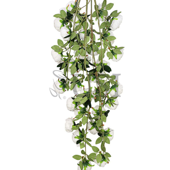 Peony Hanging Flower Cluster Bush x34, 48in, Cream White
