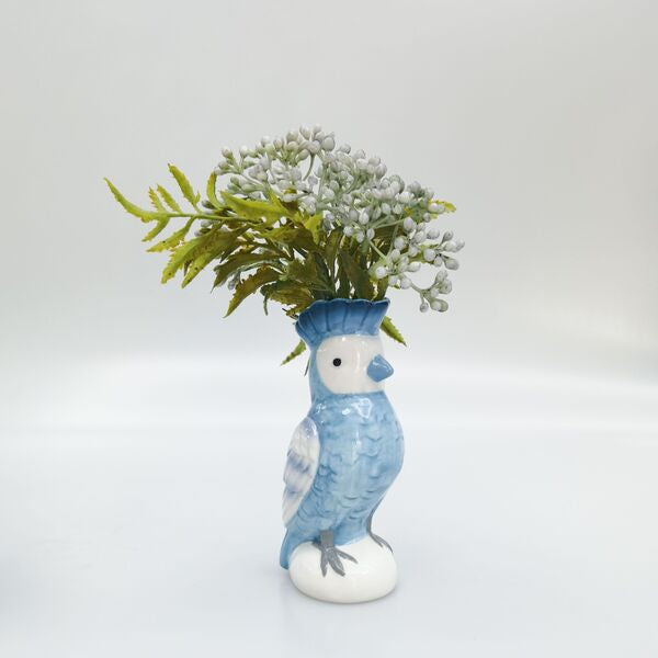 Blue parrot-shaped vase