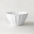 White Petal Stoneware Bowl, 6" diameter, with a fluted, vintage-inspired design and rounded edges.