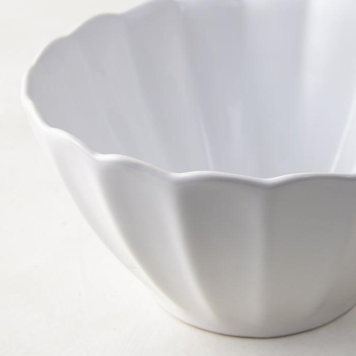 White Petal Stoneware Bowl, 6" diameter, with rounded edges and a vintage-inspired glazed ceramic design.
