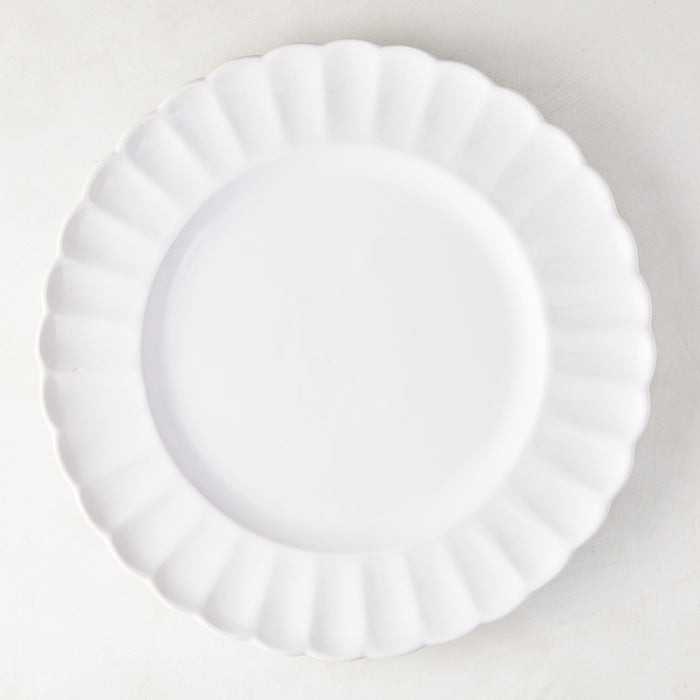 White Petal Stoneware Dinner Plate, 11.25" diameter, with scalloped edges and glazed ceramic finish.