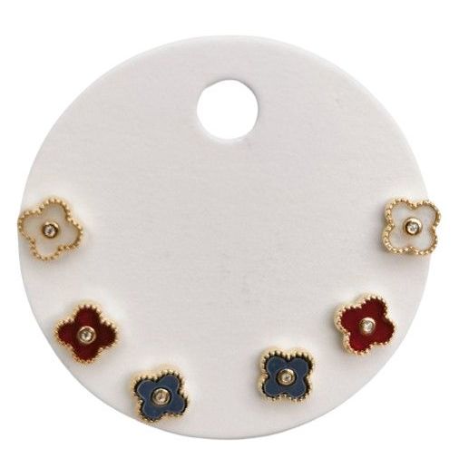 Petite Clover Trio Earrings Black, Red & White