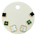 Petite Clover Trio Earrings White, Green & Black