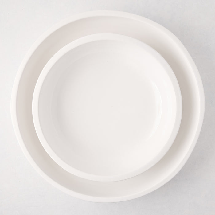 Large white ceramic Piatto Riso serve bowl, 15" diameter, with a smaller bowl nested inside.