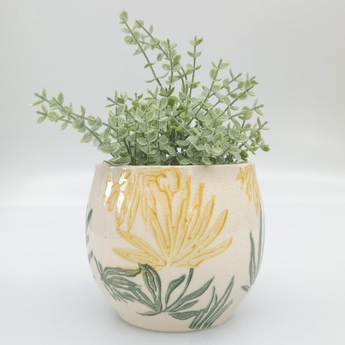 Pilbra Round Planter Yellow & Beige 15cm