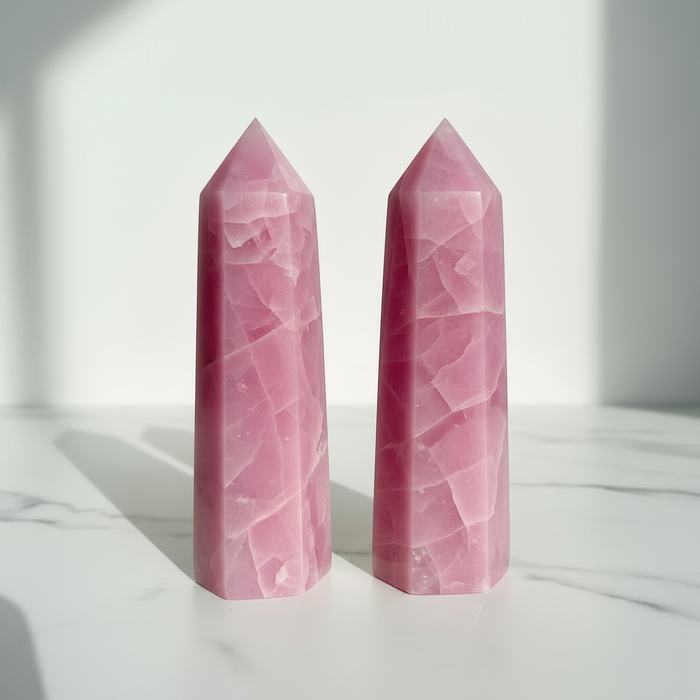 Garland Workshop & Lapidary Pink Opal Tower — Polished Point detail view