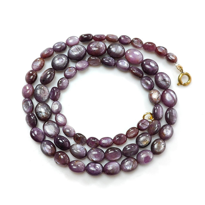 Pink Sapphire Gemstone Beads Necklace: 167.70cts Natural Untreated Raspberry Sheen Sapphire Plain Oval Brass Necklace 7*5mm - 10*8mm 20"