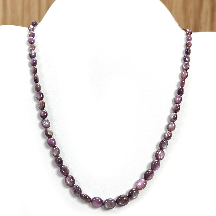 Pink Sapphire Gemstone Beads Necklace: 167.70cts Natural Untreated Raspberry Sheen Sapphire Plain Oval Brass Necklace 7*5mm - 10*8mm 20"
