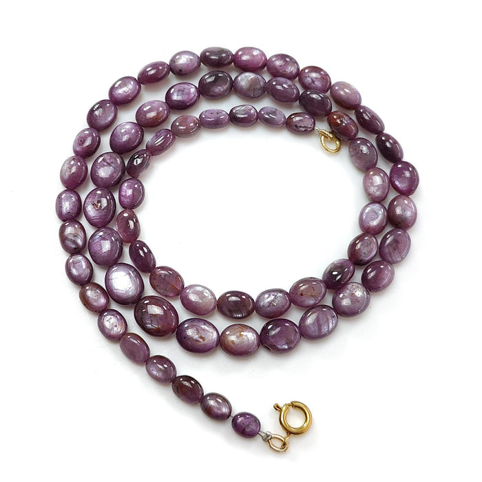 Pink Sapphire Gemstone Beads Necklace: 172.00cts Natural Untreated Raspberry Sheen Sapphire Plain Oval Brass Necklace 7*5mm - 10*8mm 21"