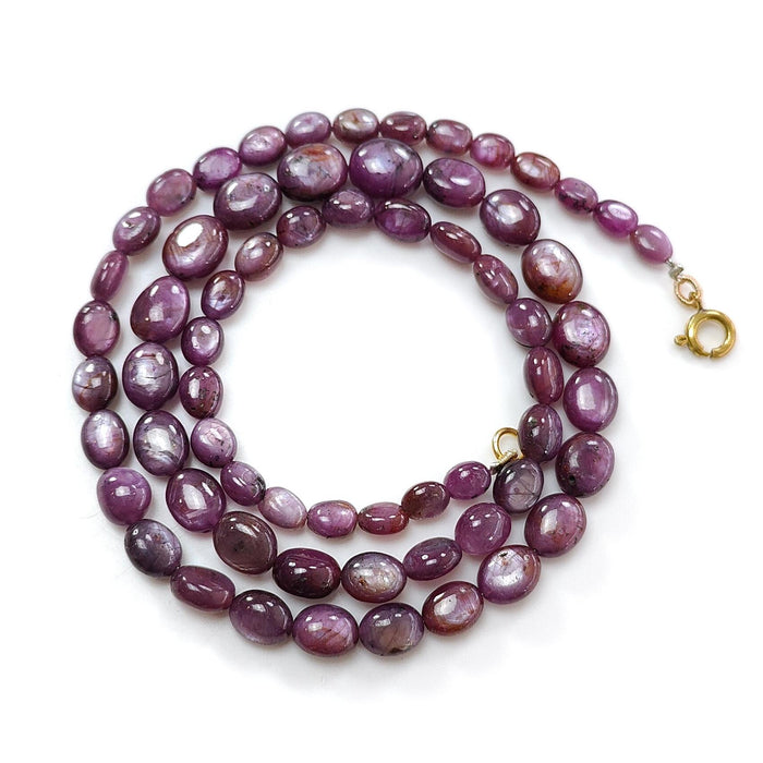 Pink Sapphire Gemstone Beads Necklace: 179.40cts Natural Untreated Raspberry Sheen Sapphire Plain Oval Brass Necklace 7*5mm - 11*9mm 20"