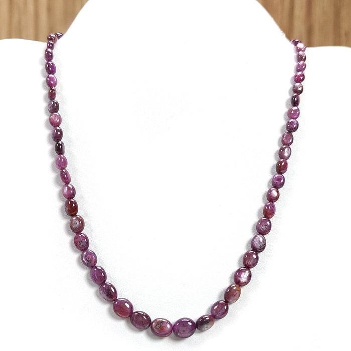 Pink Sapphire Gemstone Beads Necklace: 179.40cts Natural Untreated Raspberry Sheen Sapphire Plain Oval Brass Necklace 7*5mm - 11*9mm 20"