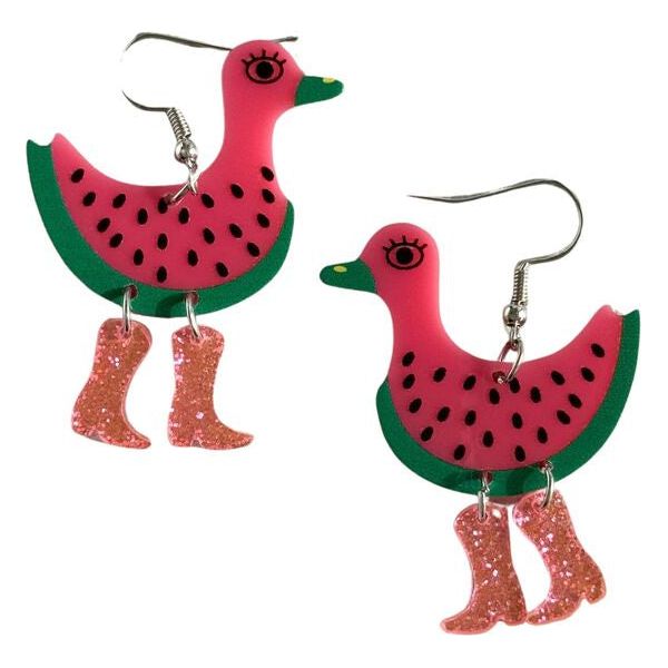 duck watermelon earrins quirky earrings
