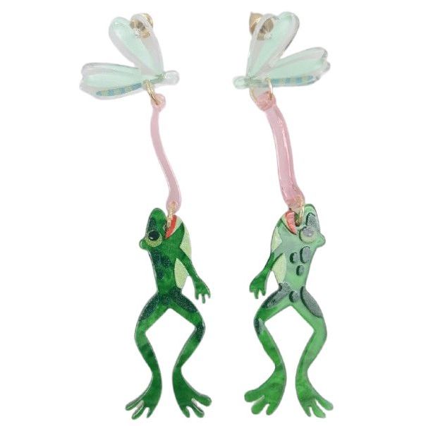 Pair of frog-shaped earrings