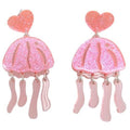 Pink jellyfish-shaped earrings