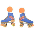 Roller skate earrings with orange wheels