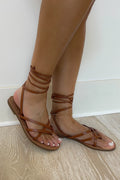 Positano Tan Lace-Up Sandals