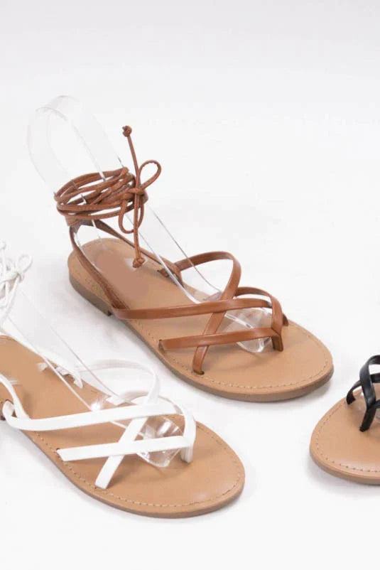 Positano Tan Lace-Up Sandals
