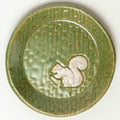 Pottery - White Squirrel Handmade Ceramic Green Round Trinket Dish