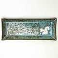 Pottery - White Squirrel Pattern Handmade Ceramic Blue Butter Dish