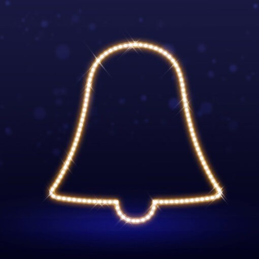 Certified Lights 2D LED bell wire frame decor with warm white rope lights for indoor or outdoor holiday display.