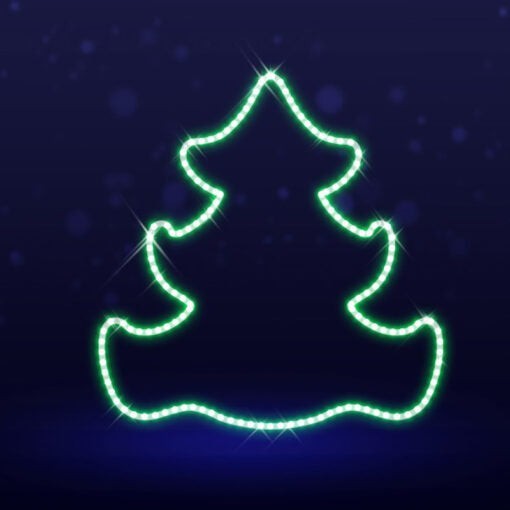 Certified Lights 2D pre-lit LED Christmas tree outline with green rope lights on a white powder-coated iron frame.