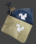 Purse - Bag - White Squirrel Italian Leather Hand Pouch with Tassel