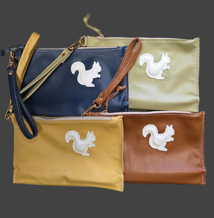 Purse - Bag - White Squirrel Italian Leather Small Clutch Purse