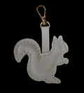 Purse Charm - Key Chain / Clip - White Squirrel Italian Leather Keychain & Purse Charm
