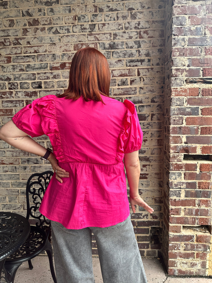 Put a Pin in it Pin Tucked Short Sleeve Top - Curvy