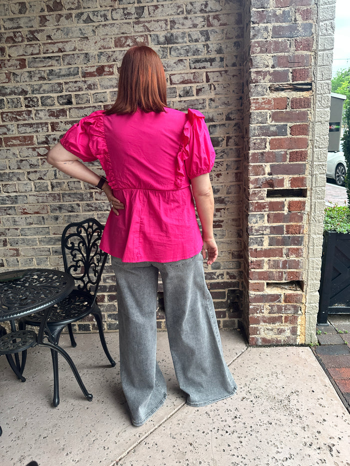Put a Pin in it Pin Tucked Short Sleeve Top - Curvy