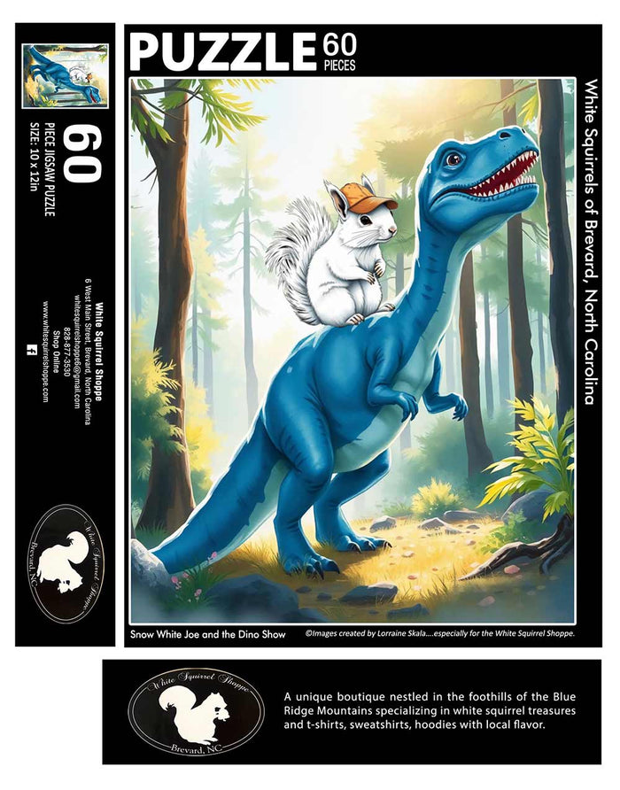 Puzzle - For Children - Blue Dinosaur & Squirrel - 10" x 12" - 60 Pieces