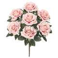 Queen Tea Rose Flower Bush w Filler x7, 17in, Blush Pink