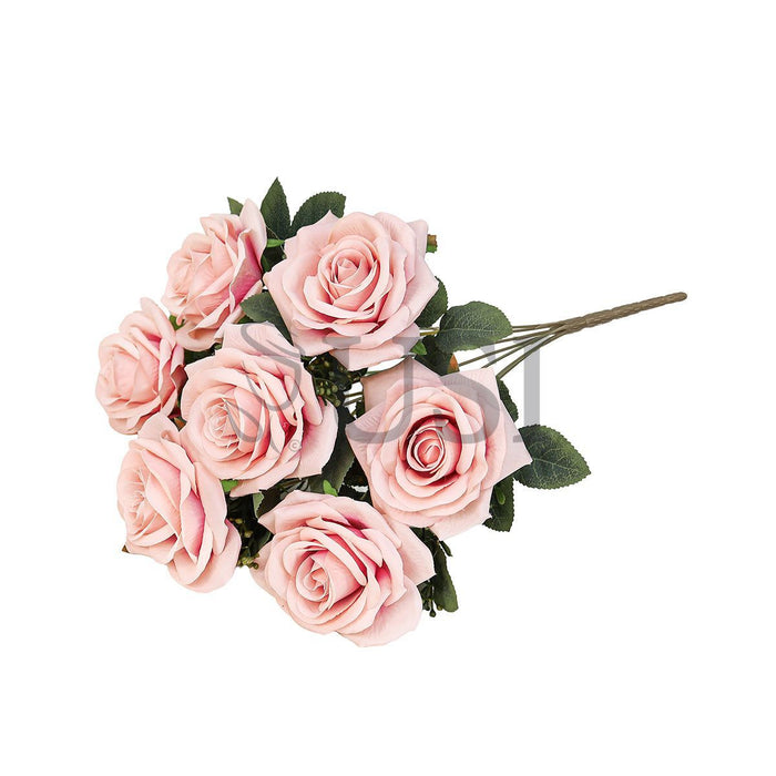 Queen Tea Rose Flower Bush w Filler x7, 17in, Blush Pink