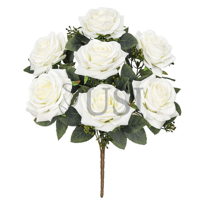Queen Tea Rose Flower Bush w Filler x7, 17in, Cream White