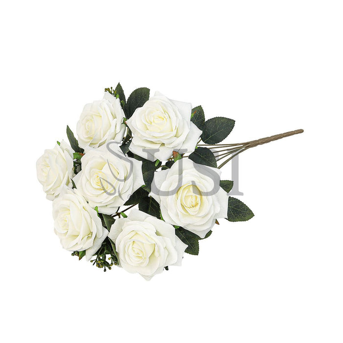 Queen Tea Rose Flower Bush w Filler x7, 17in, Cream White